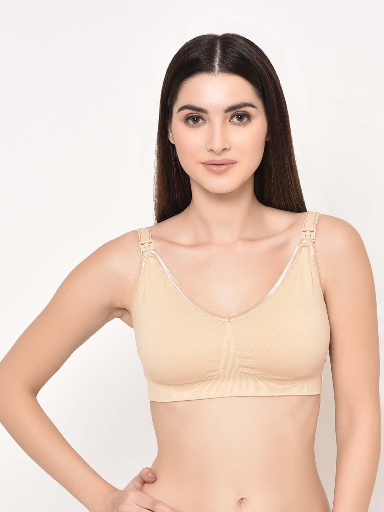 wirefree lightly padded maternity feeding bra - beige