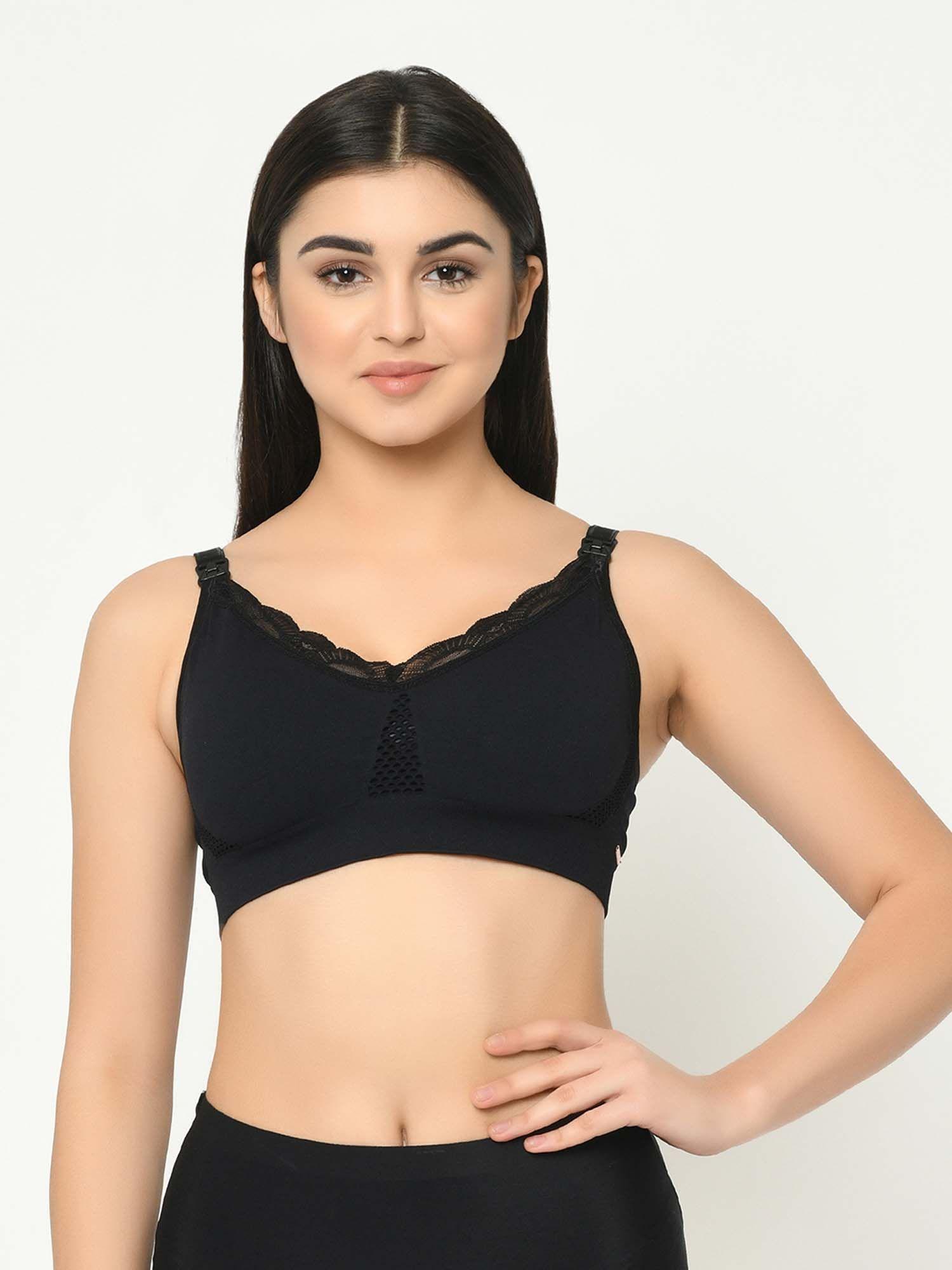 wirefree lightly padded maternity feeding bra - black