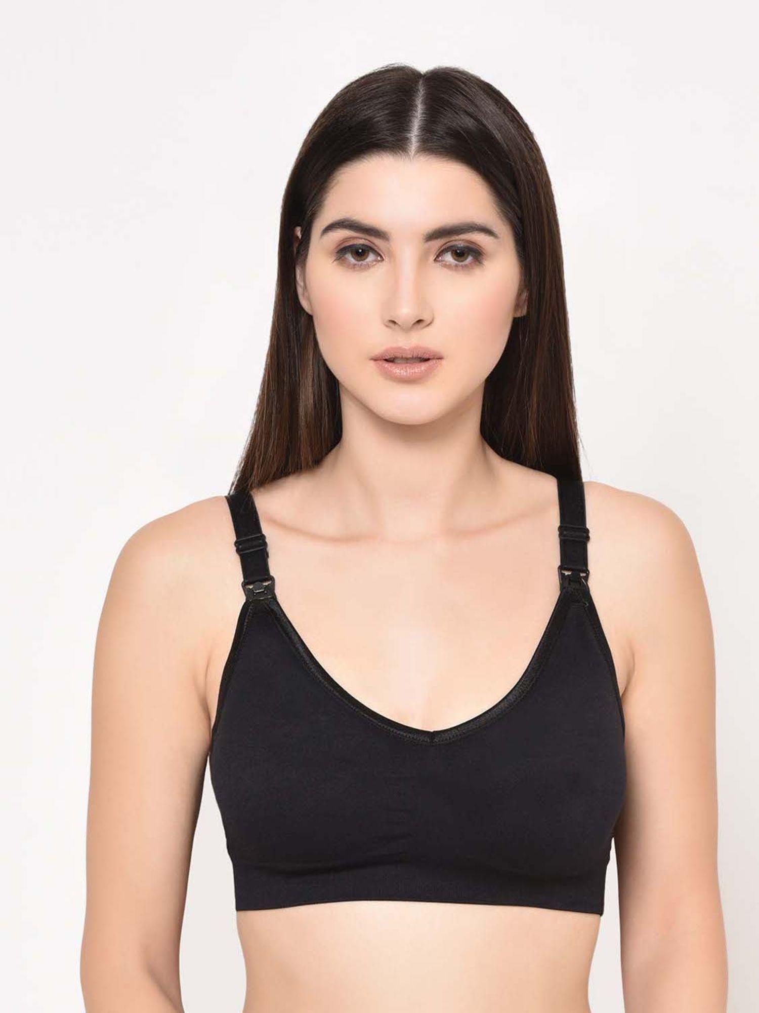 wirefree lightly padded maternity feeding bra - black