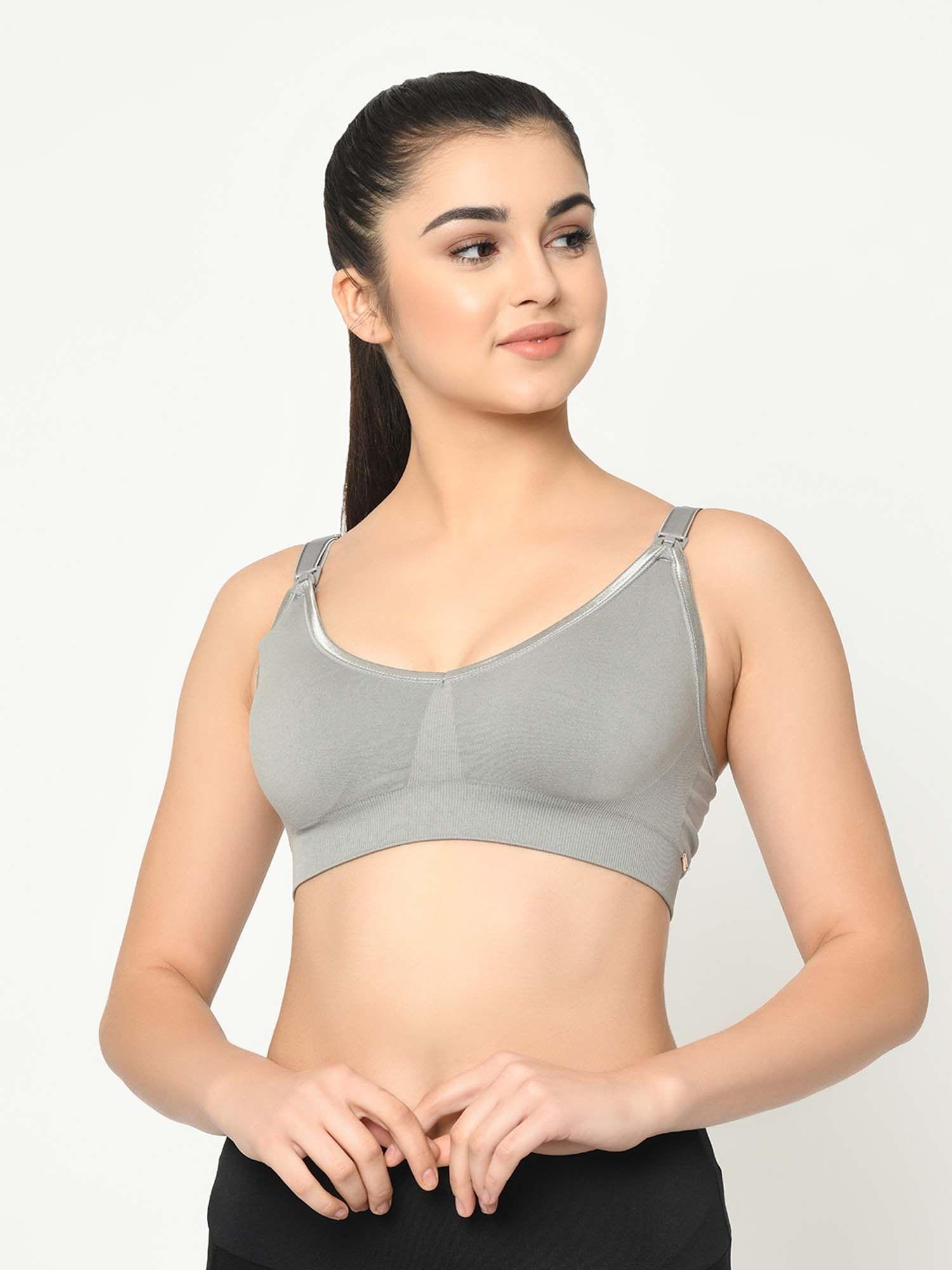 wirefree lightly padded maternity feeding bra - grey