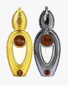 wisal dhahab edp fruity floral perfume for men and wisal edp floral musky perfume for women + 2 parfum testers