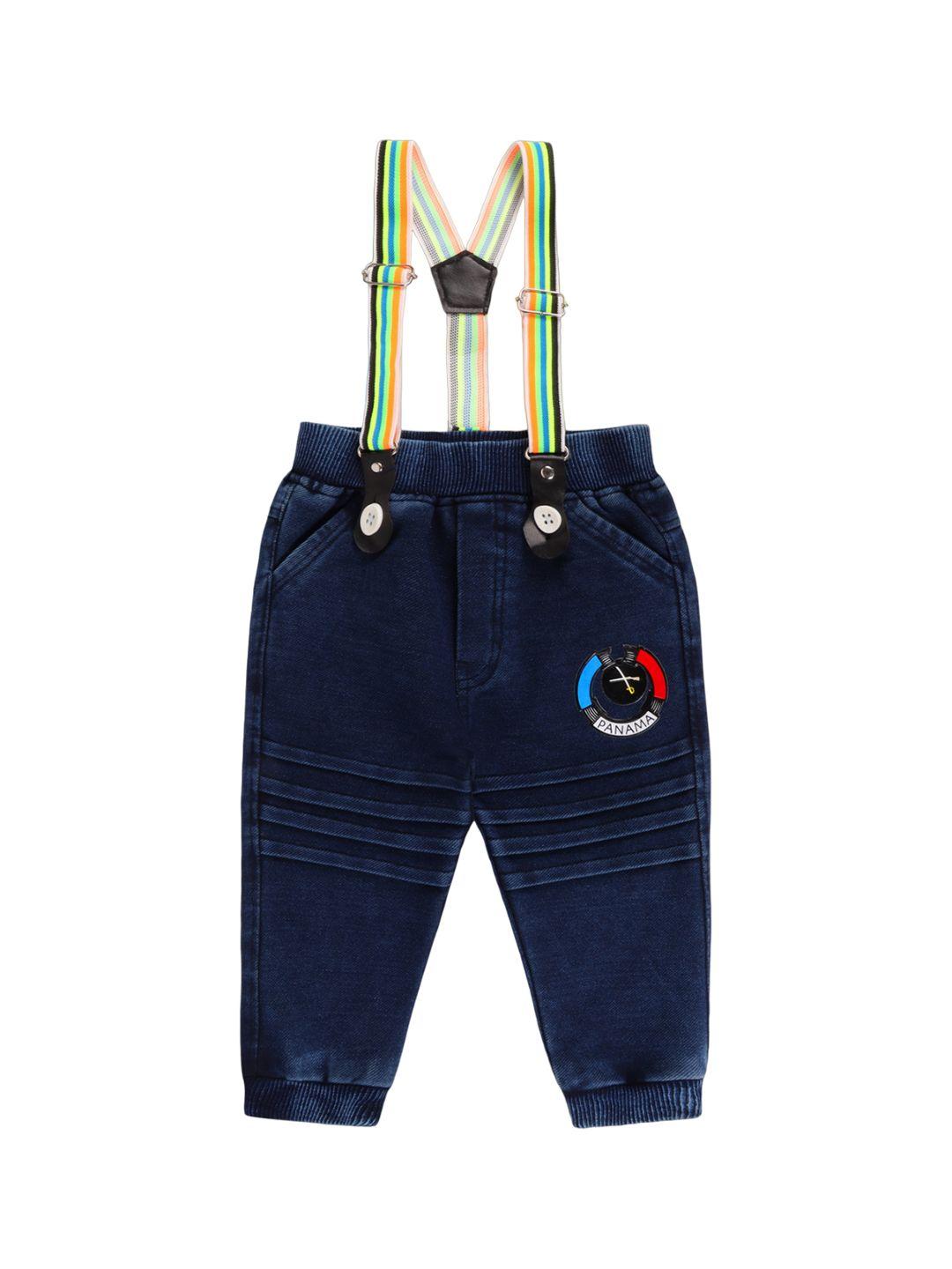 wish karo boys classic light fade printed stretchable denim joggers with suspender