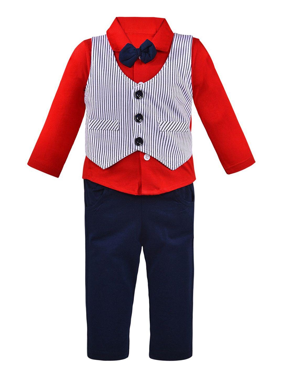 wish karo boys red & black striped shirt with trousers