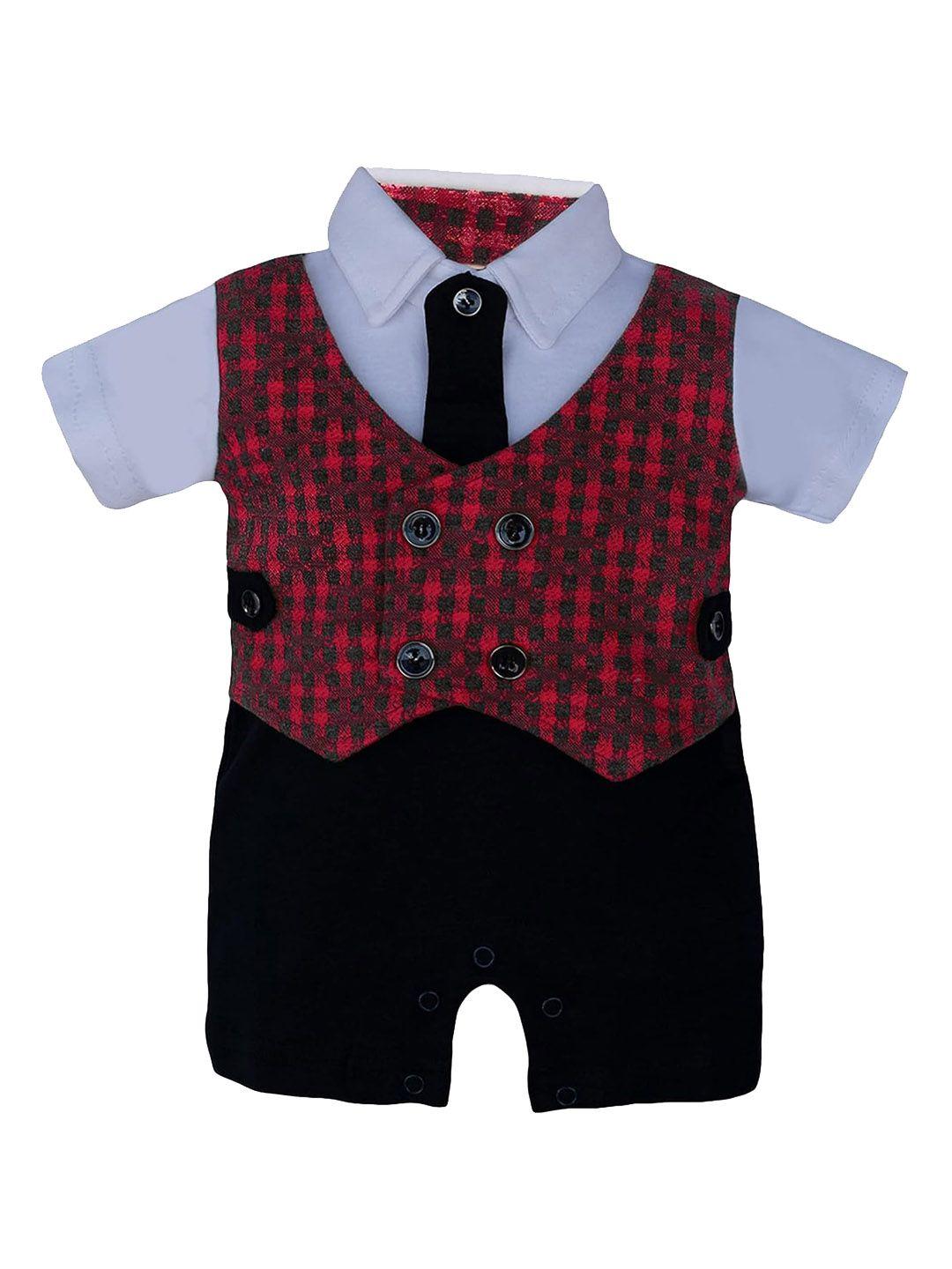 wish karo infants boys striped cotton rompers with aattached waistcoat & tie