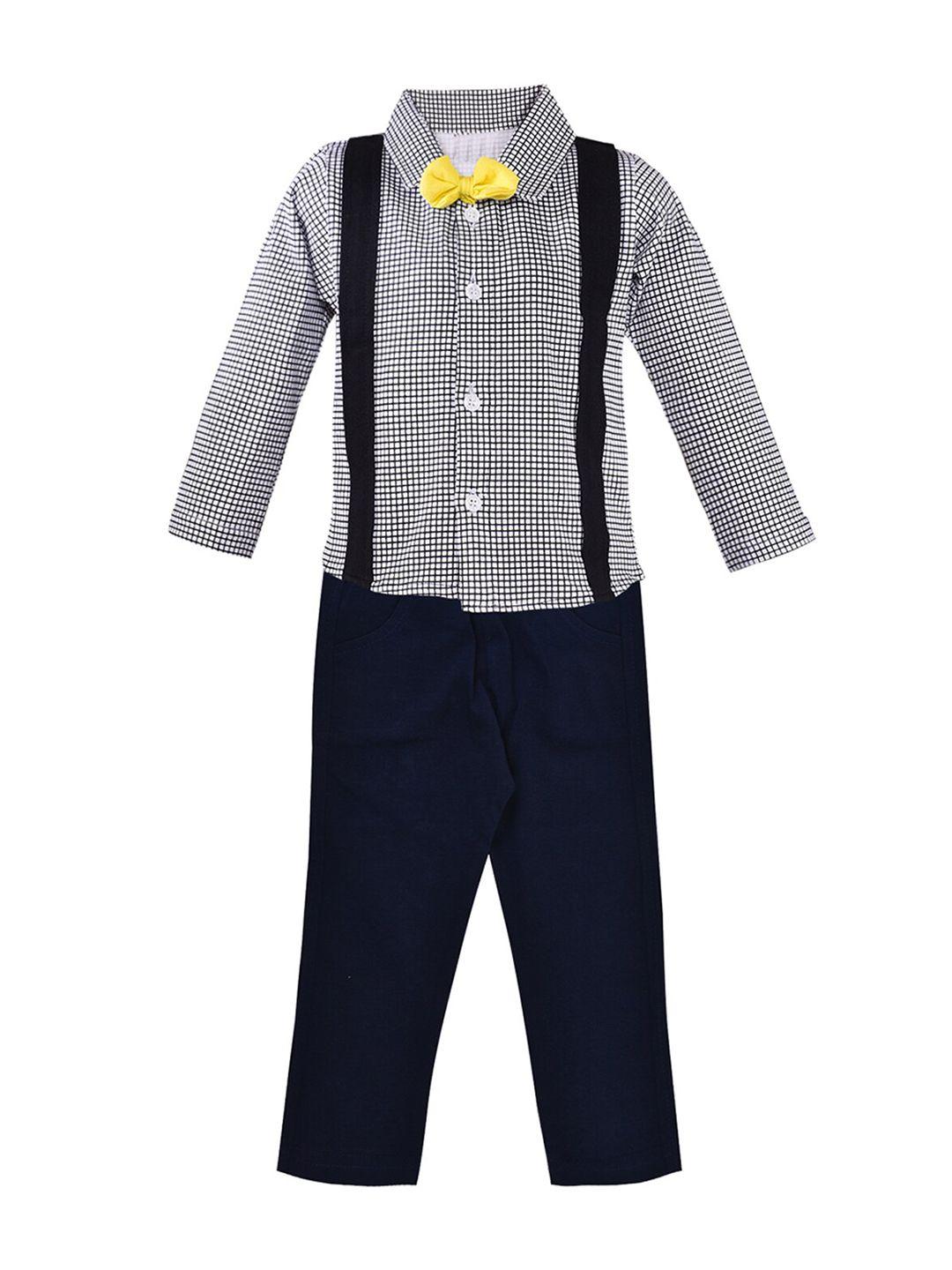 wish karo boys black & white checked shirt with trousers