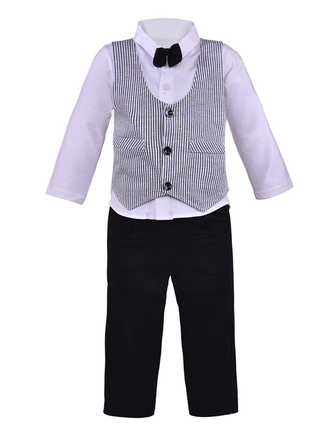 wish karo boys black & white striped shirt with trousers