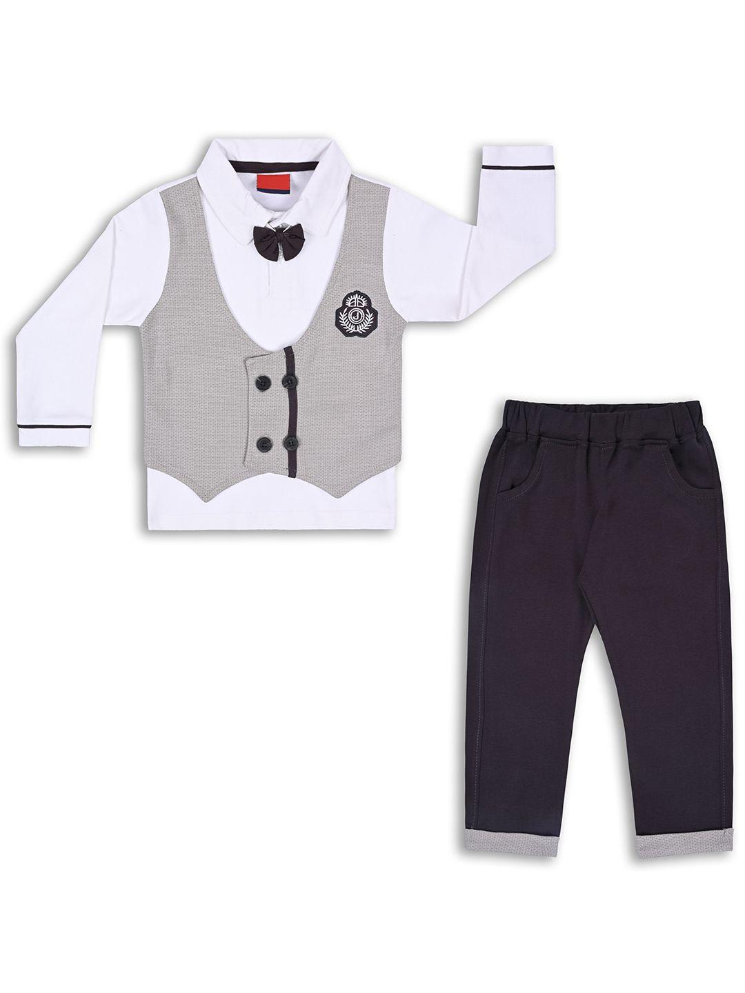 wish karo boys brown & white shirt with trousers