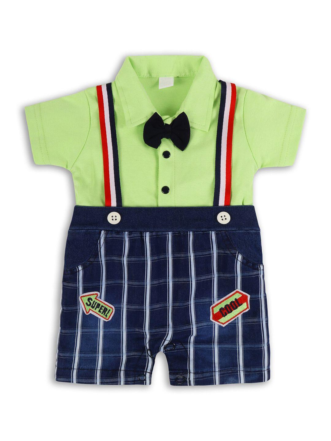 wish karo boys checked cotton romper with attached dungaree