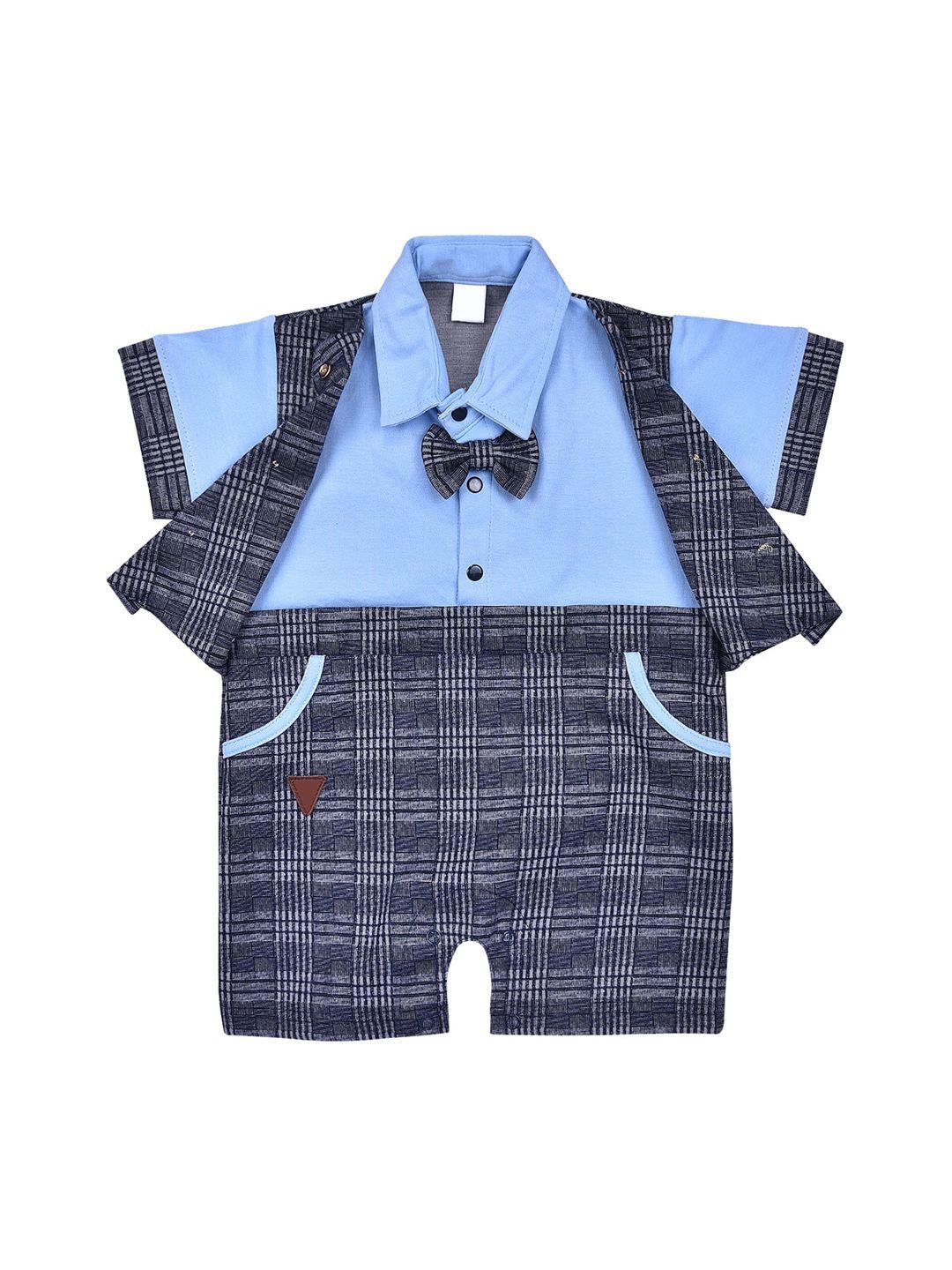 wish karo boys checked cotton rompers