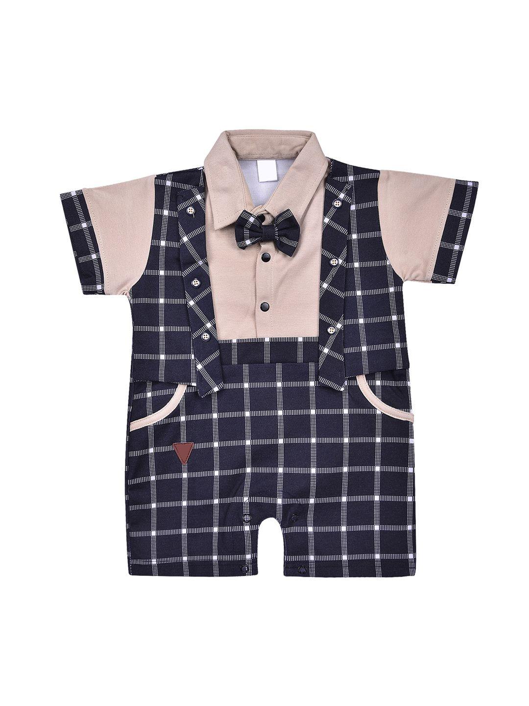 wish karo boys checked cotton rompers