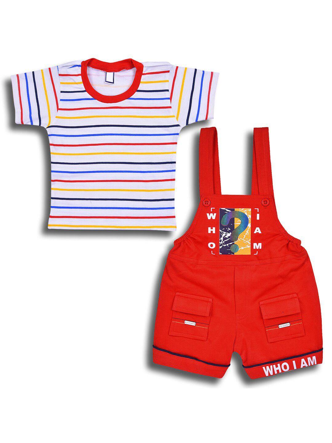 wish karo boys cotton striped t-shirt with shorts