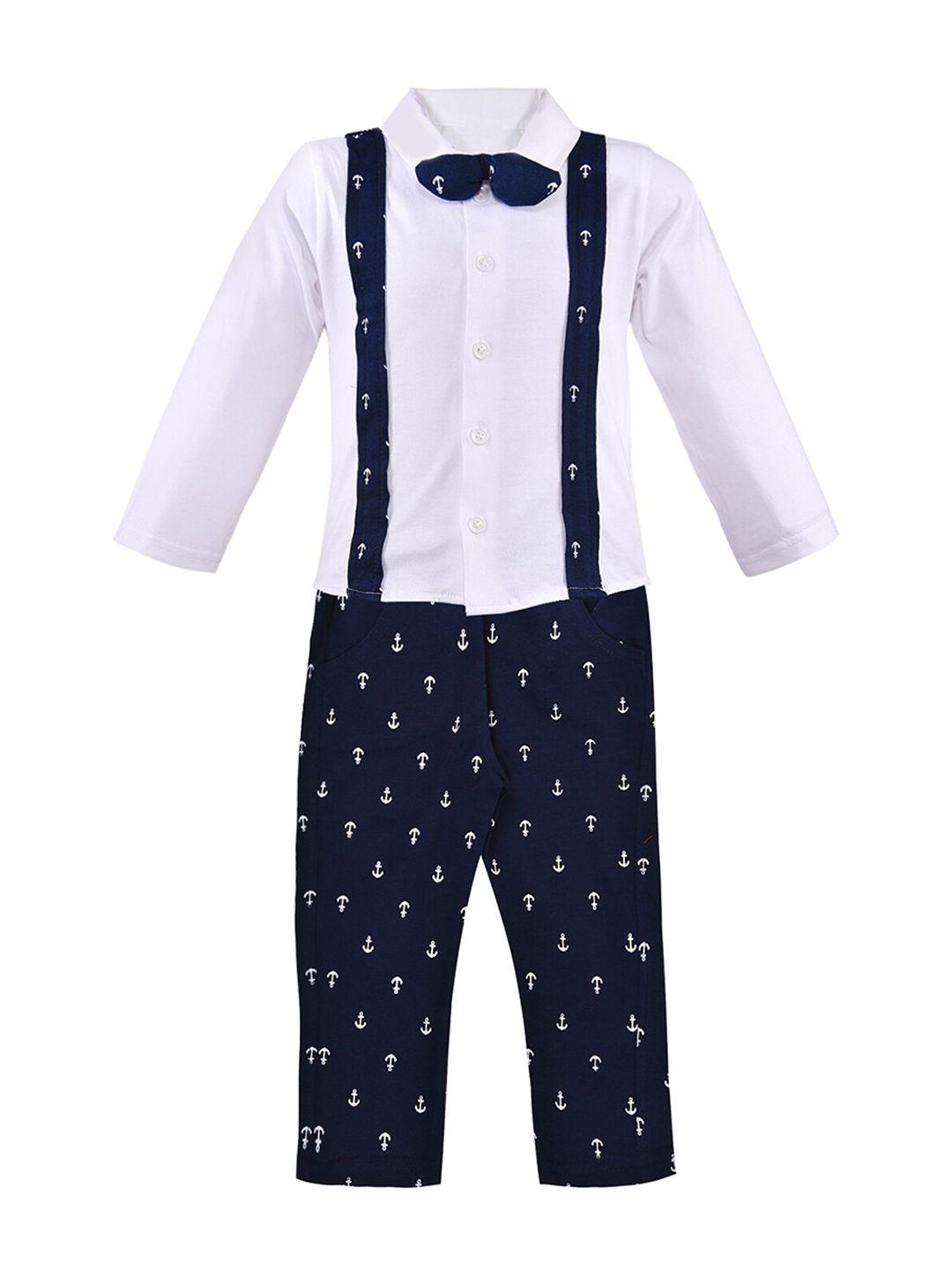 wish karo boys navy blue & white shirt with trousers