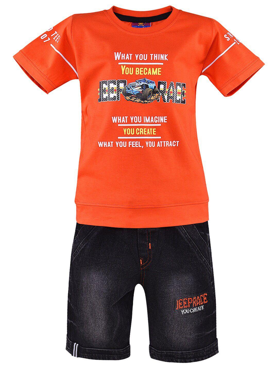 wish karo boys printed cotton blend t-shirt with shorts