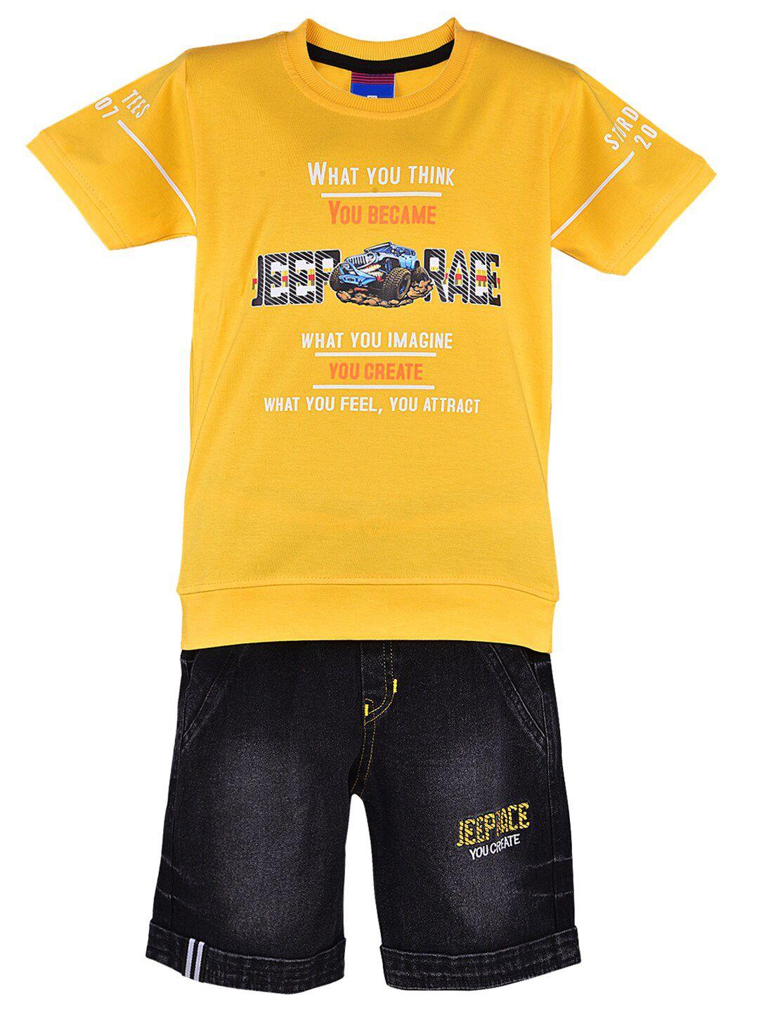 wish karo boys printed cotton blend t-shirt with shorts