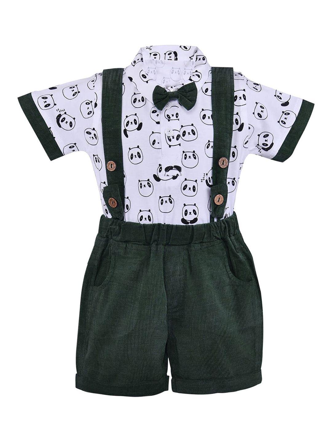 wish karo boys printed shirt with shorts & suspenders