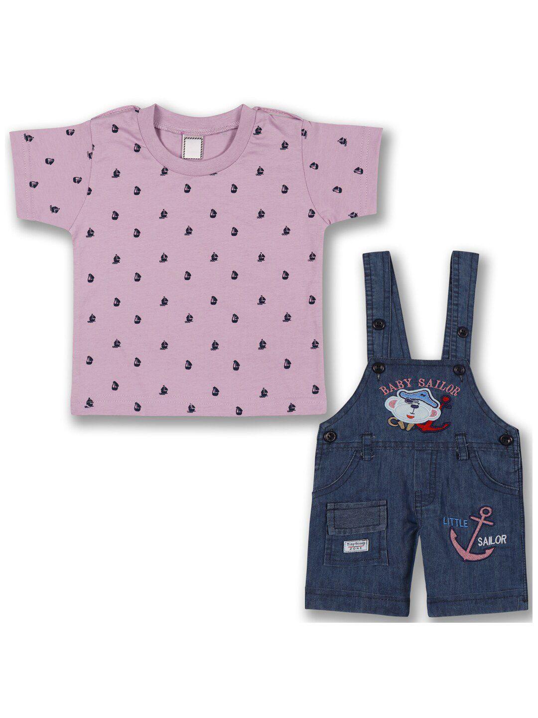 wish karo boys printed t-shirt with dungaree