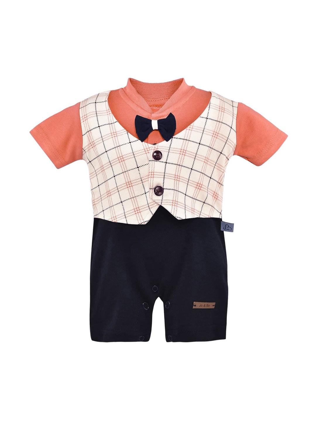 wish karo infant boys checked cotton waistcoat-style rompers