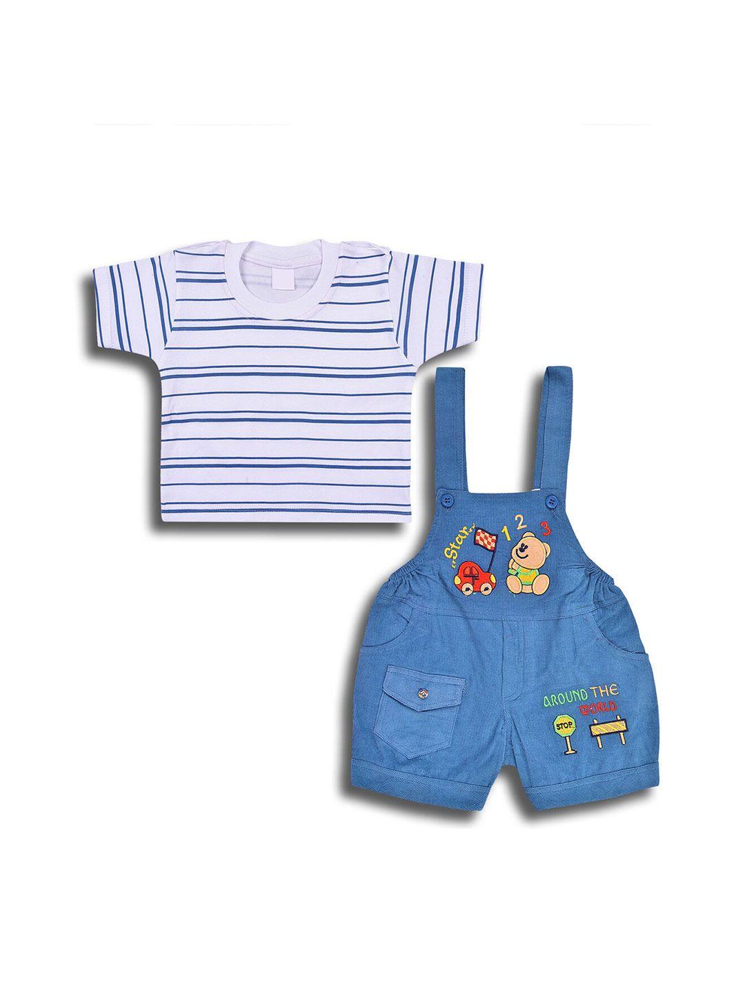 wish karo infant boys striped t-shirt with dungaree