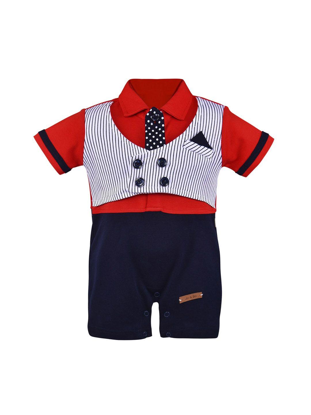 wish karo infants boys striped cotton rompers with aattached waistcoat & tie