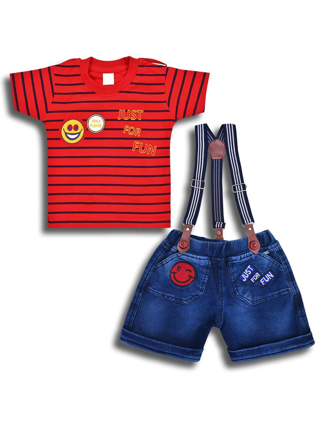 wish karo infants boys striped t-shirt with dungaree