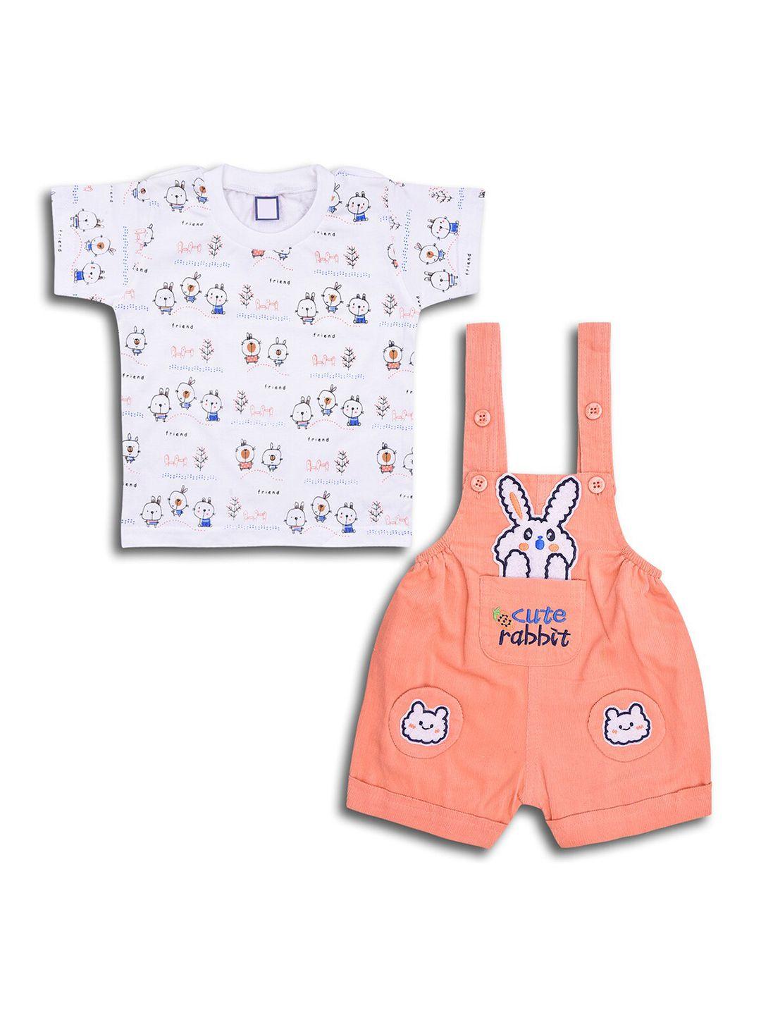 wish karo infants printed t-shirt with dungaree