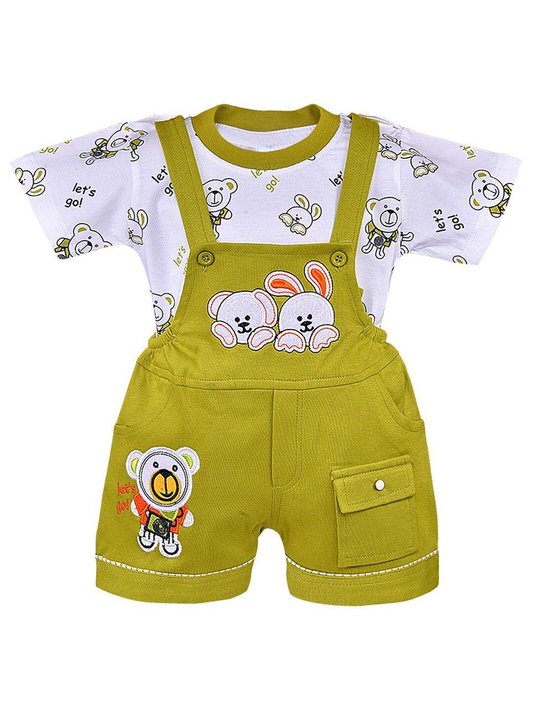 wish karo infants printed t-shirt with dungarees