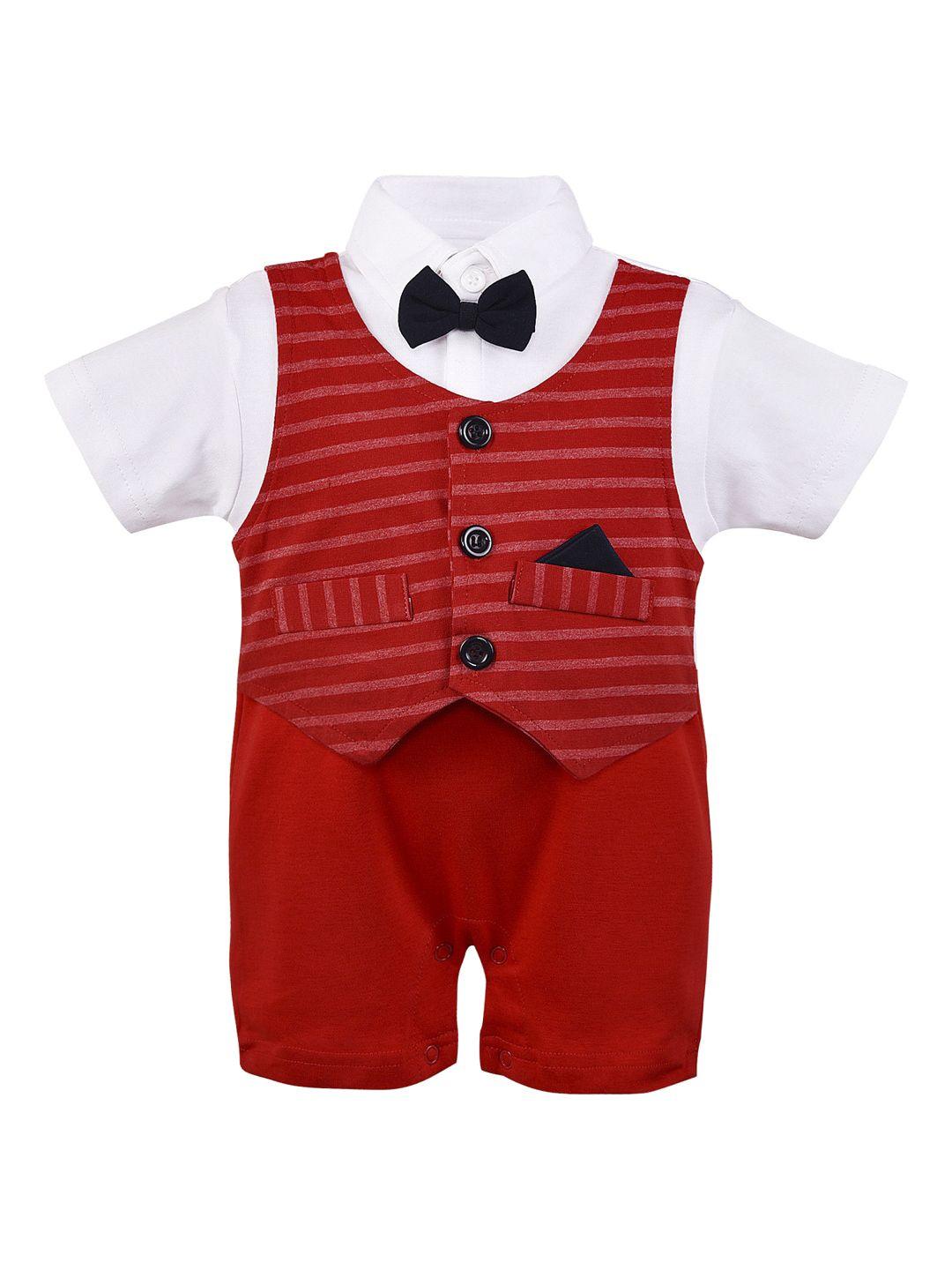 wish karo infants red & white printed romper