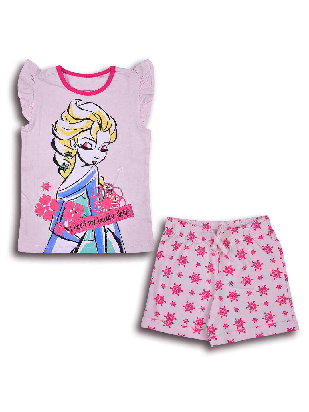 wish karo kids elsa printed t-shirt with shorts