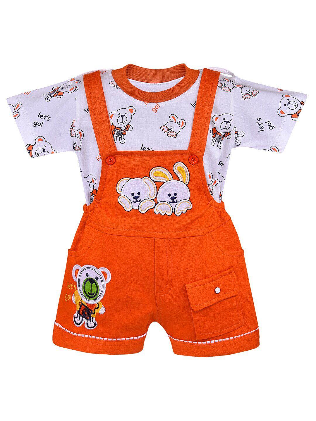 wish karo kids printed t-shirt with dungarees