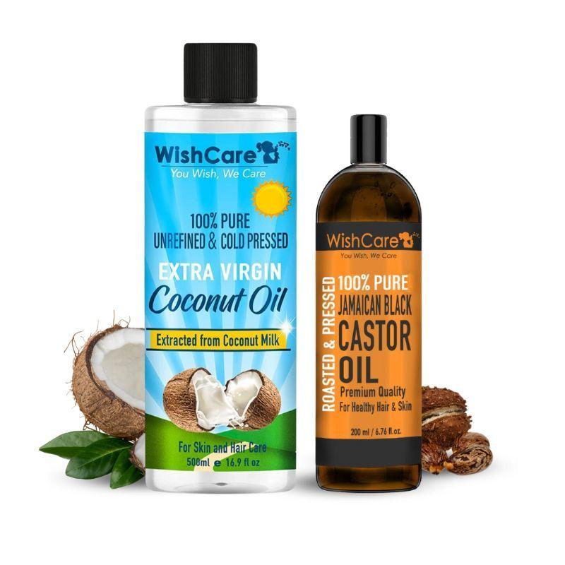wishcare 100% pure cold pressed extra-virgin coconut oil & jamaican black castor oil