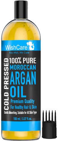 wishcare 100% pure cold pressed moroccan argan oil - for healthy hair & skin (100 ml)