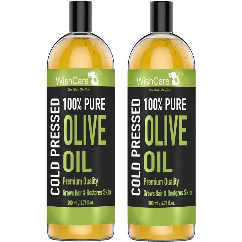 wishcare 100% pure cold pressed olive oil for healthy hair & glowing skin - pack of 2