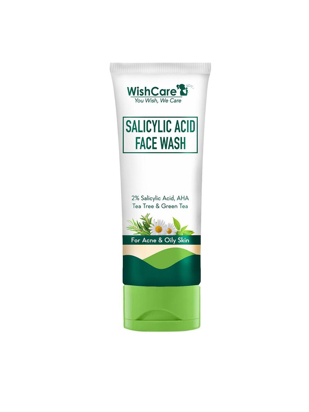 wishcare 2% salicylic acid face wash with aha & green tea for acne & oily skin - 100ml