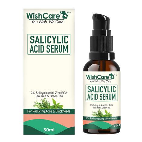 wishcare 2% salicylic acid serum for reducing acne & blackheads with zinc pca, tea tree & green tea