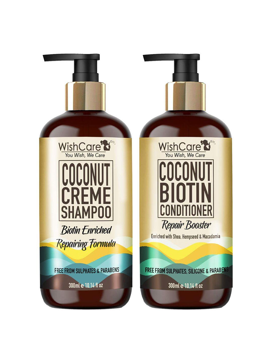 wishcare coconut crme shampoo and coconut biotin conditioner - 300 ml each
