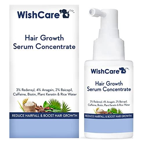 wishcare hair growth serum concentrate - 3% redensyl, 4% anagain, 2% baicapil, caffeine, biotin, plant keratin & rice water - hair growth serum for men & women