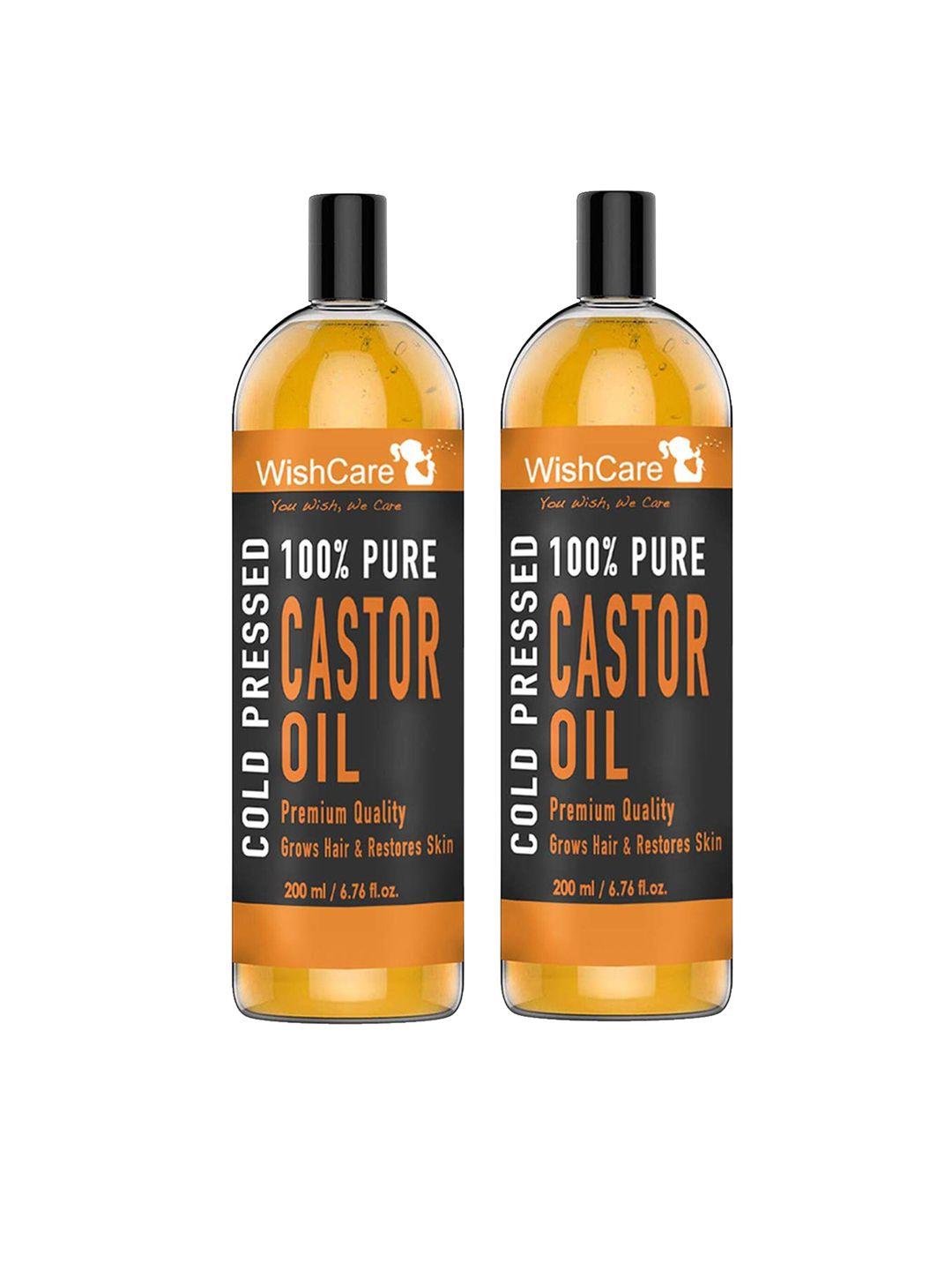 wishcare pack of 2 pure cold pressed castor oil  200 ml