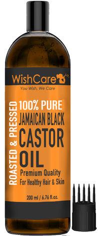 wishcare premium roasted & pressed jamaican black castor oil for healthy hair & skin (200 ml)