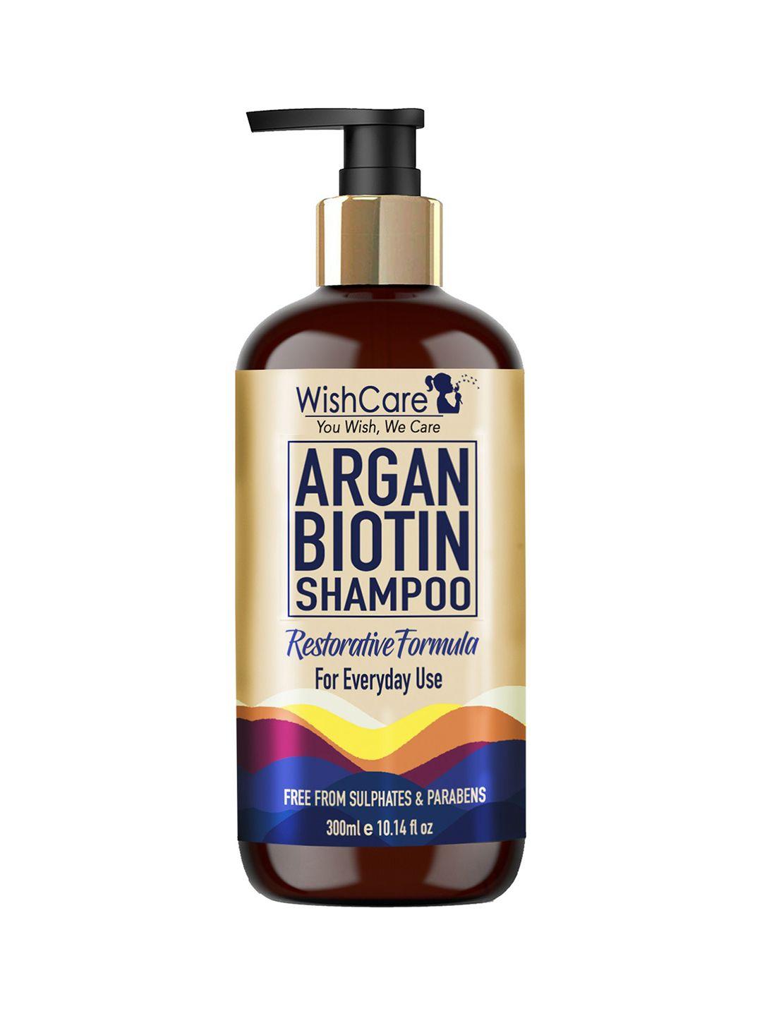 wishcare unisex argan biotin shampoo - restorative formula 300 ml