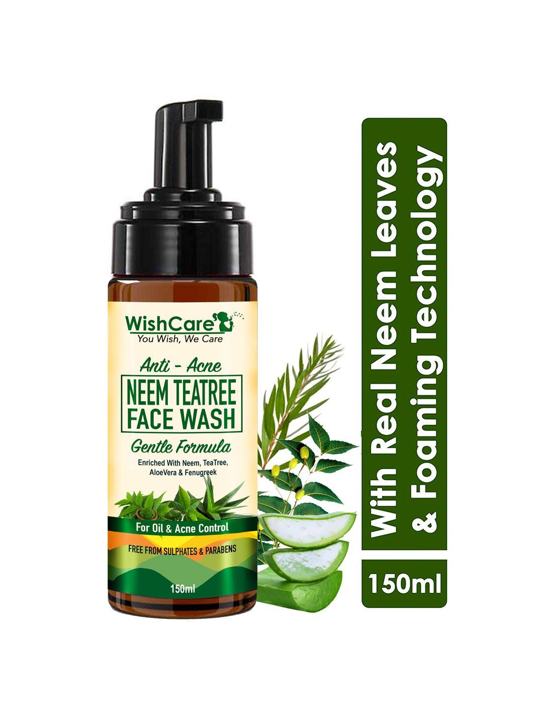 wishcare unisex green neem tea tree face wash