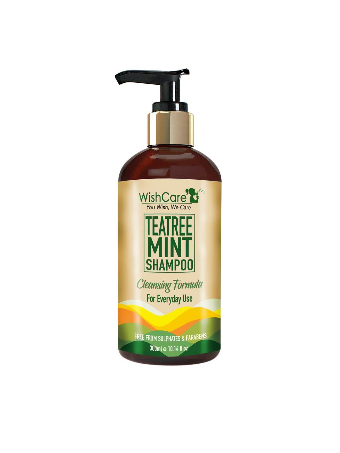 wishcare unisex tea tree mint shampoo - cleansing formula 300 ml