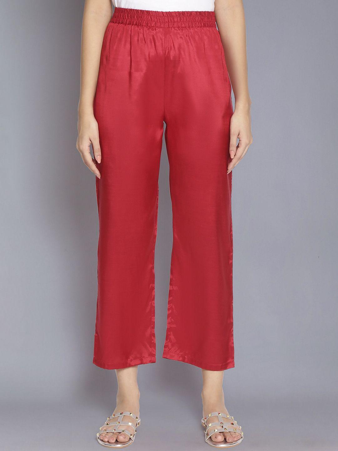 wishful women red pleated parallel trousers