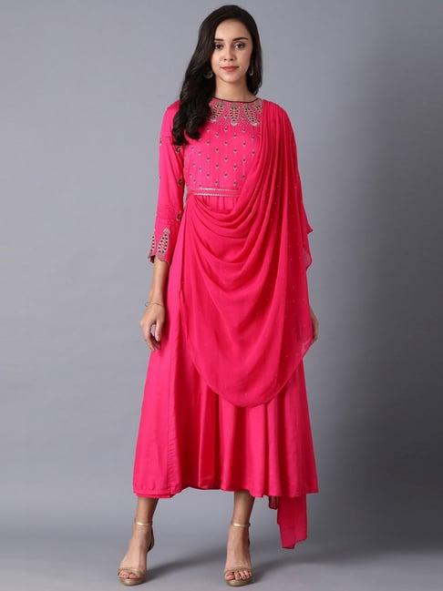 wishful by w pink embroidered a-line dress