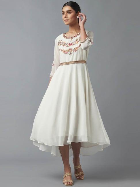 wishful by w white embroidered a-line dress