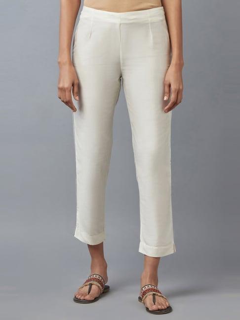 wishful by w white regular fit pants