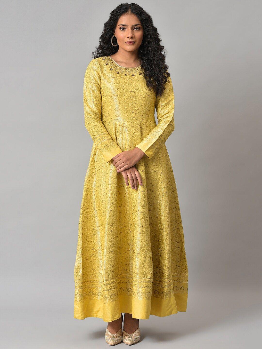 wishful yellow ethnic maxi dress