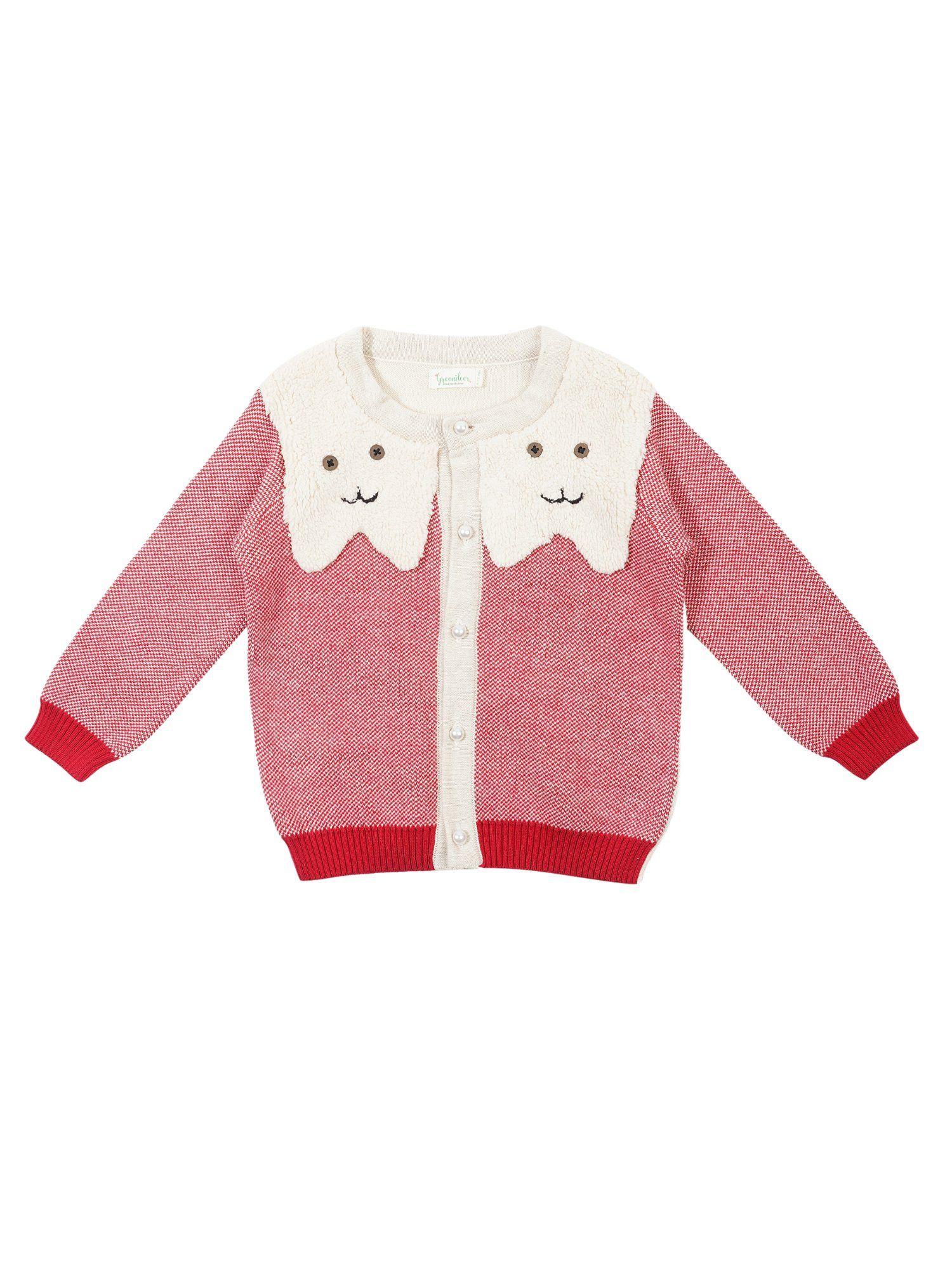 wiskers jacquard sweater cotton skin friendly red
