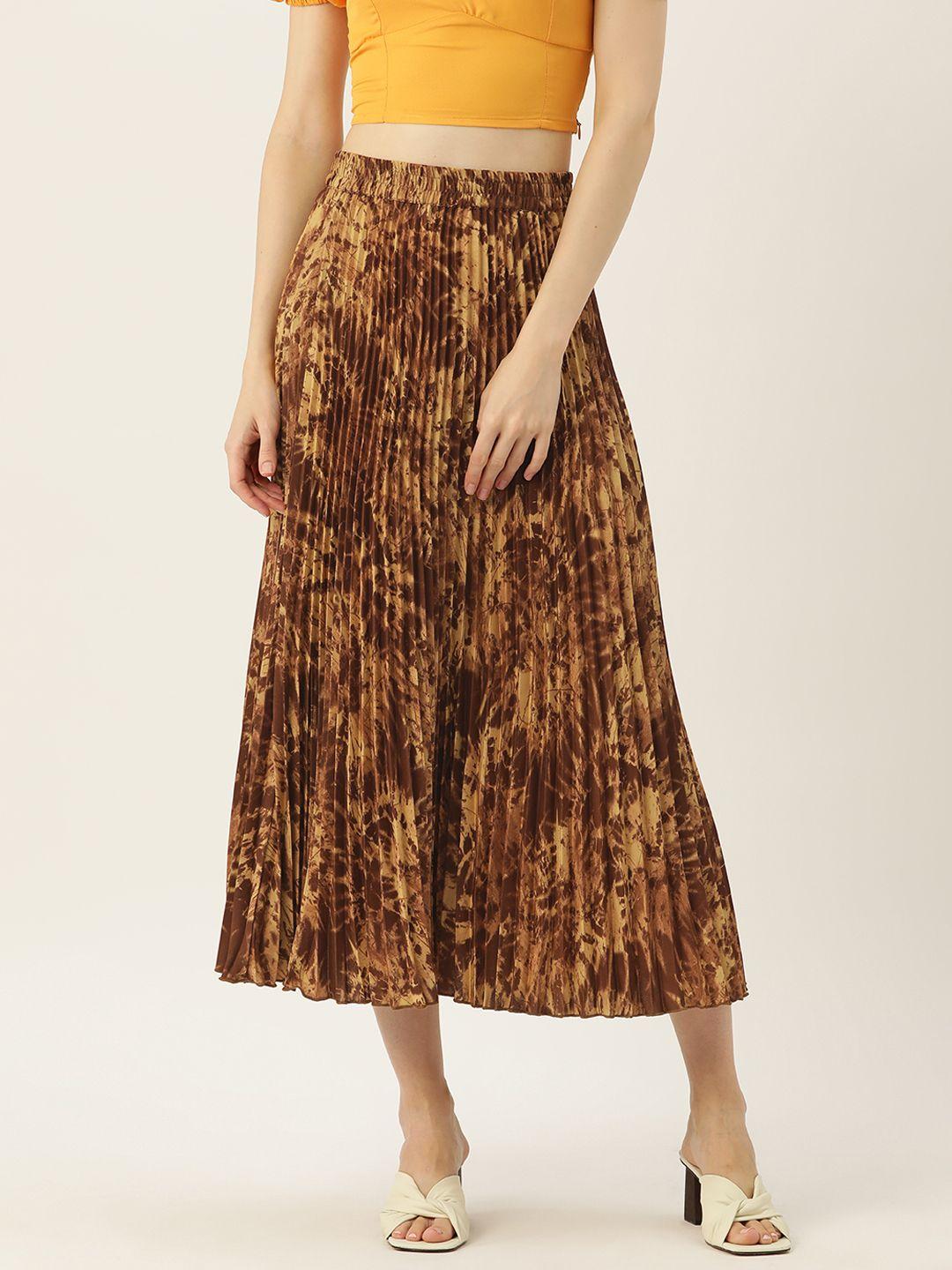 wisstler abstract printed gathered flared midi skirt