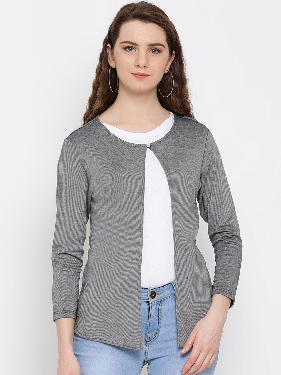 wisstler grey solid button shrug