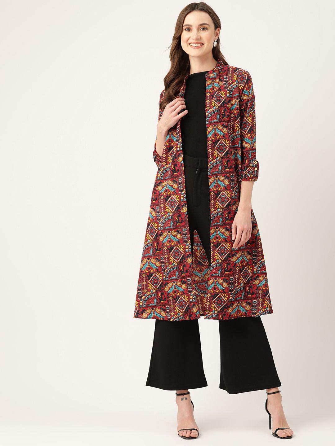 wisstler printed open front longline shrug